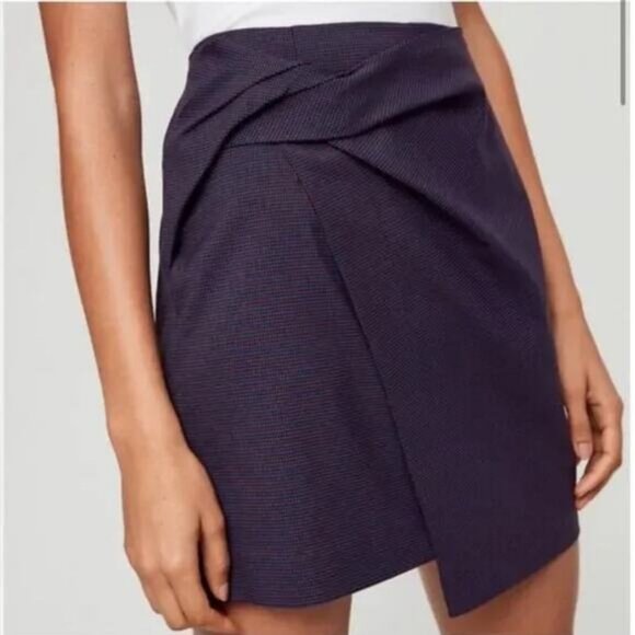 Babaton Dresses & Skirts - BABATON Aritzia Jethro Wrap Style Mini Skirt Sz 2 Blue Mini Grid Wrap